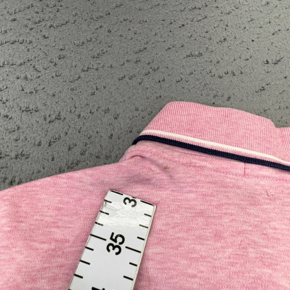 Ralph Lauren Polo Shirt Mens Large Pink Classic Fit Heathered Pony Tip Collar